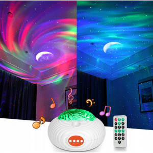 LED музикална детска нощна лампа проектор UFO GALAXY RGBW 10W с дистанционно MARY’S