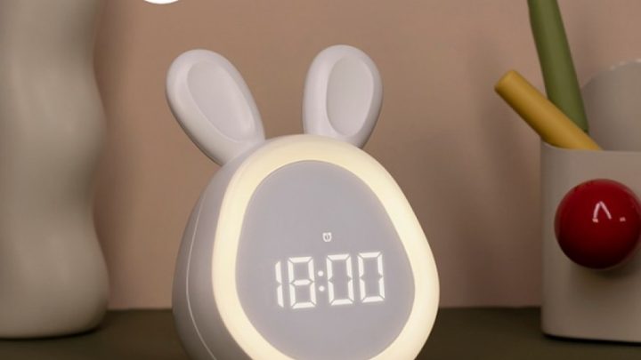 LED детска лампа будилникът зайче MARY'S с часовник и димиране 1,8W 1500mAh бяла - осветление за ученическо бюро и детска стая от ElZona