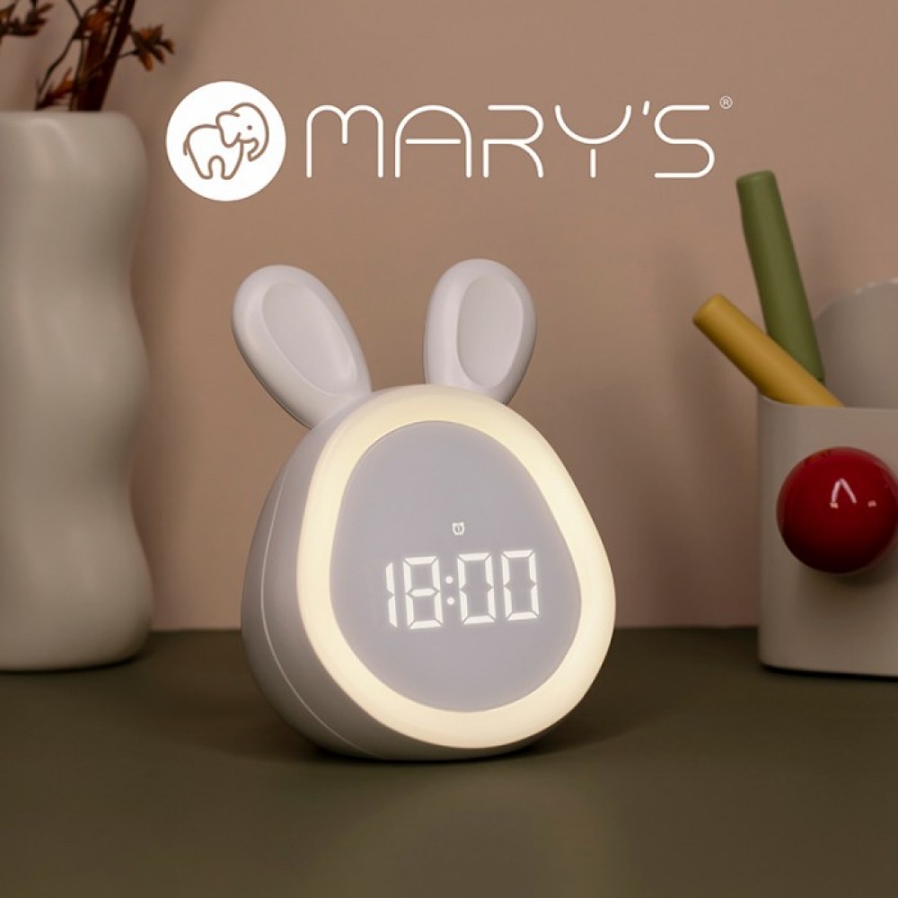 LED детска лампа будилникът зайче MARY'S с часовник и димиране 1,8W 1500mAh бяла