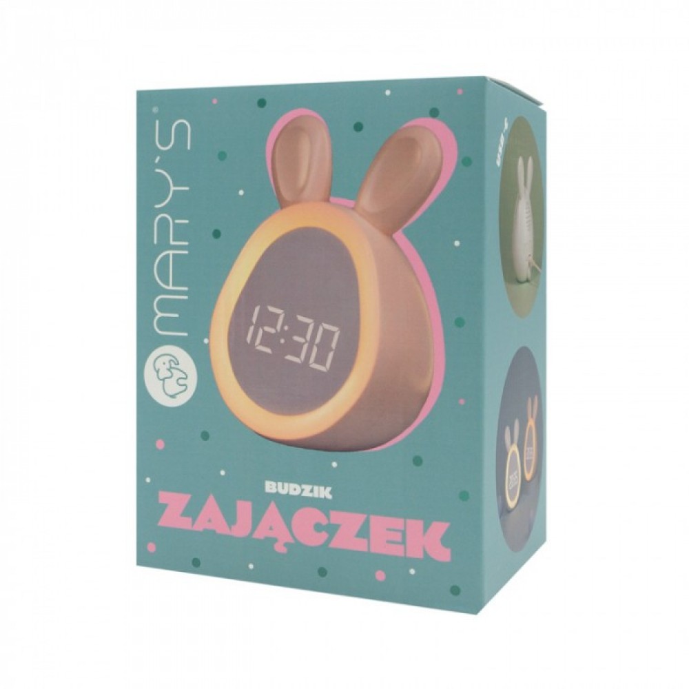 LED детска лампа будилникът зайче MARY'S с часовник и димиране 1,8W 1500mAh розова - Image 4