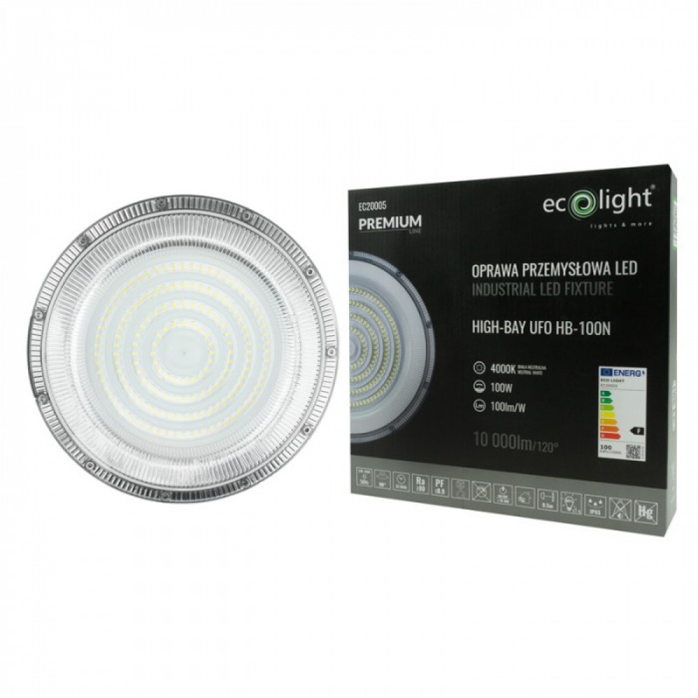 LED промишлен осветител тип камбана UFO PREMIUM 100W 10000lm 4000K IP65 Ф280 - Image 4