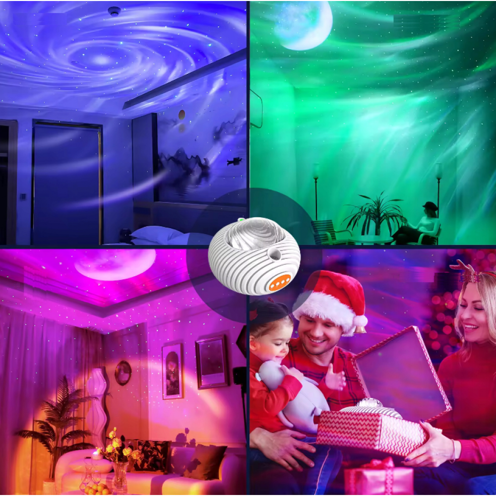 LED музикална детска нощна лампа проектор UFO GALAXY RGBW 10W с дистанционно MARY’S - Image 7