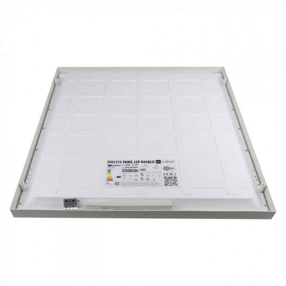 LED панел 2в1 50W 4000K 5500Lm IP20 595x595х30мм бял за открит и скрит монтаж - Image 2