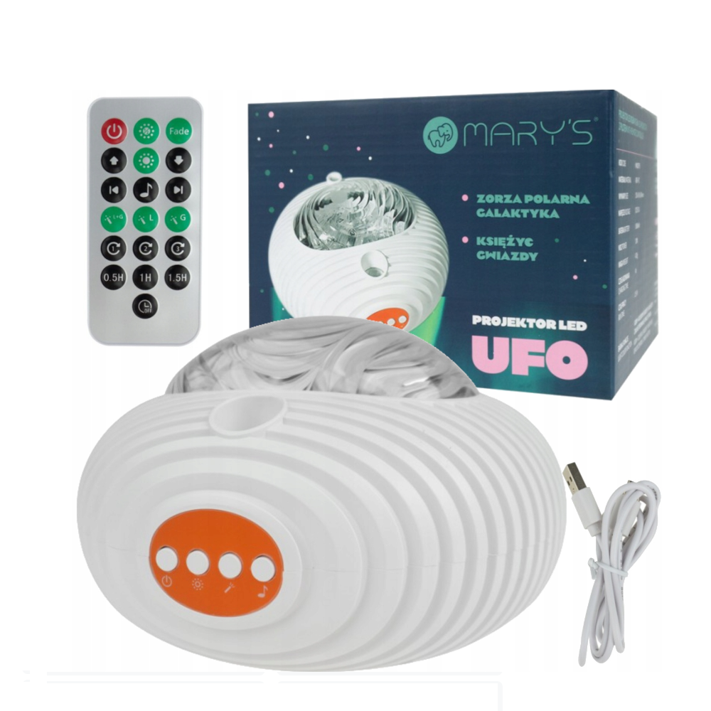 LED музикална детска нощна лампа проектор UFO GALAXY RGBW 10W с дистанционно MARY’S - Image 8