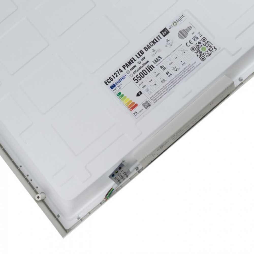 LED панел 2в1 50W 4000K 5500Lm IP20 595x595х30мм бял за открит и скрит монтаж - Image 3