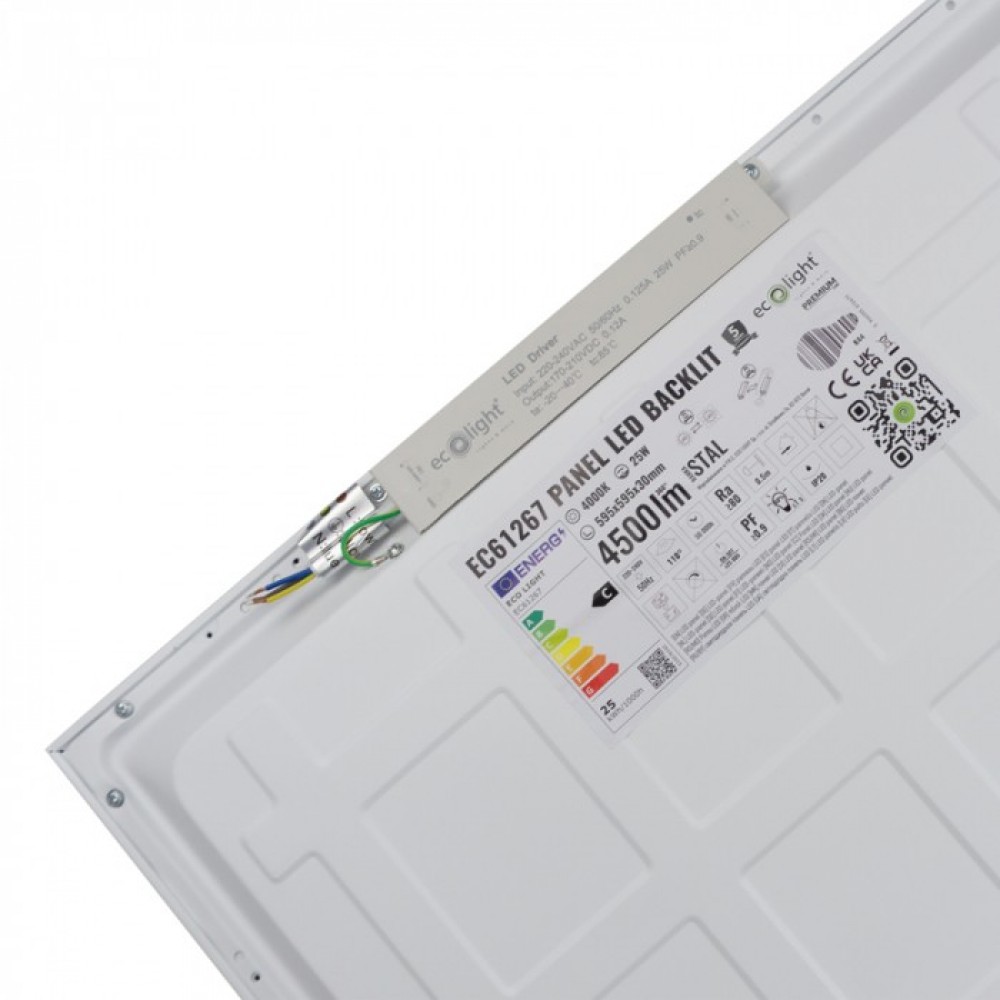 LED панел за вграждане 25W 4000K 4500Lm 180lm/W IP20 595x595х30мм бял - Image 3