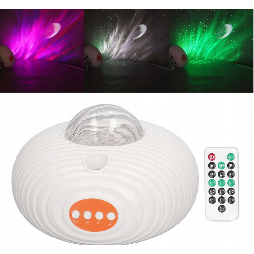 LED музикална детска нощна лампа проектор UFO GALAXY RGBW 10W с дистанционно MARY’S - Image 9
