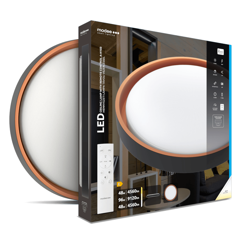 LED плафон с дистанционно управление A-H103 96W 9120lm 3000-6500К Ф510мм димируем черно-меден - Image 4