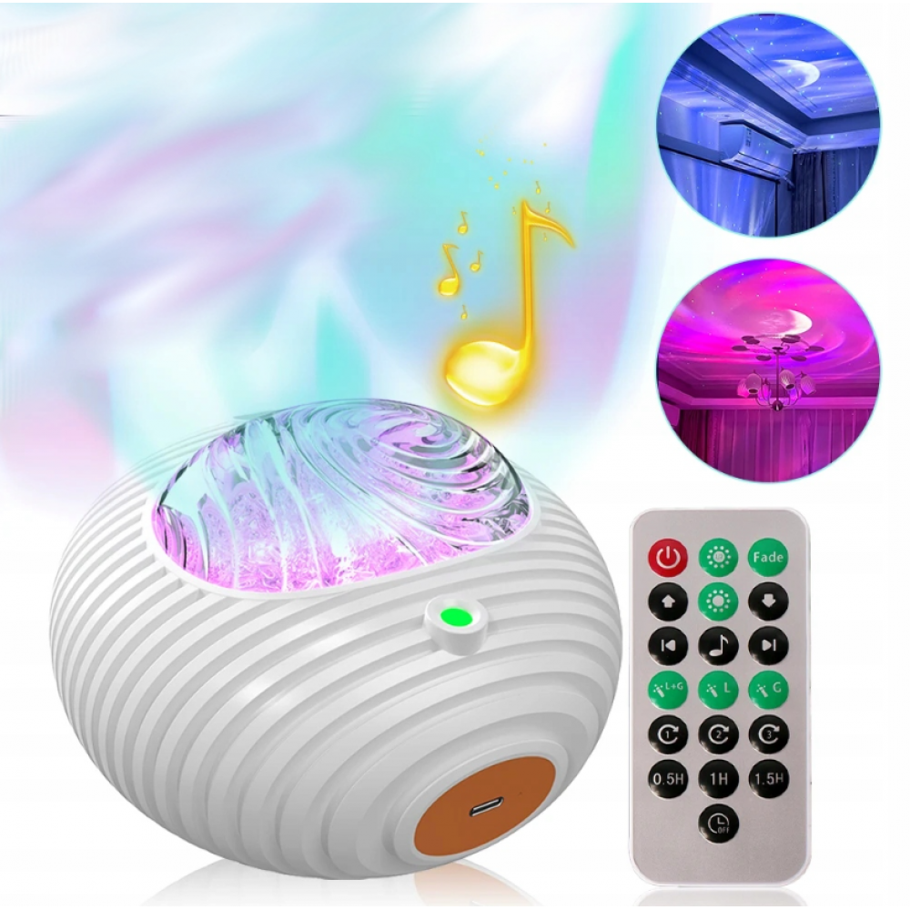 LED музикална детска нощна лампа проектор UFO GALAXY RGBW 10W с дистанционно MARY’S - Image 10