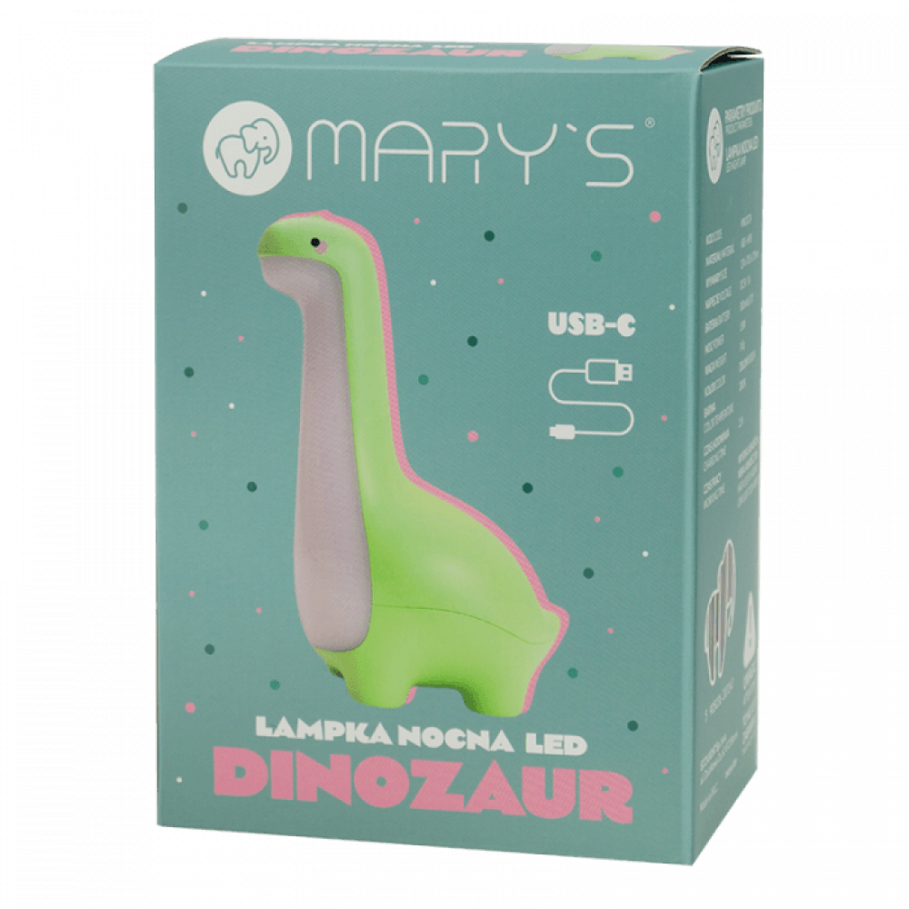 LED детска нощна лампа динозавър MARY'S 1,8W 800mAh/3.7V 3000K зелен - Image 5
