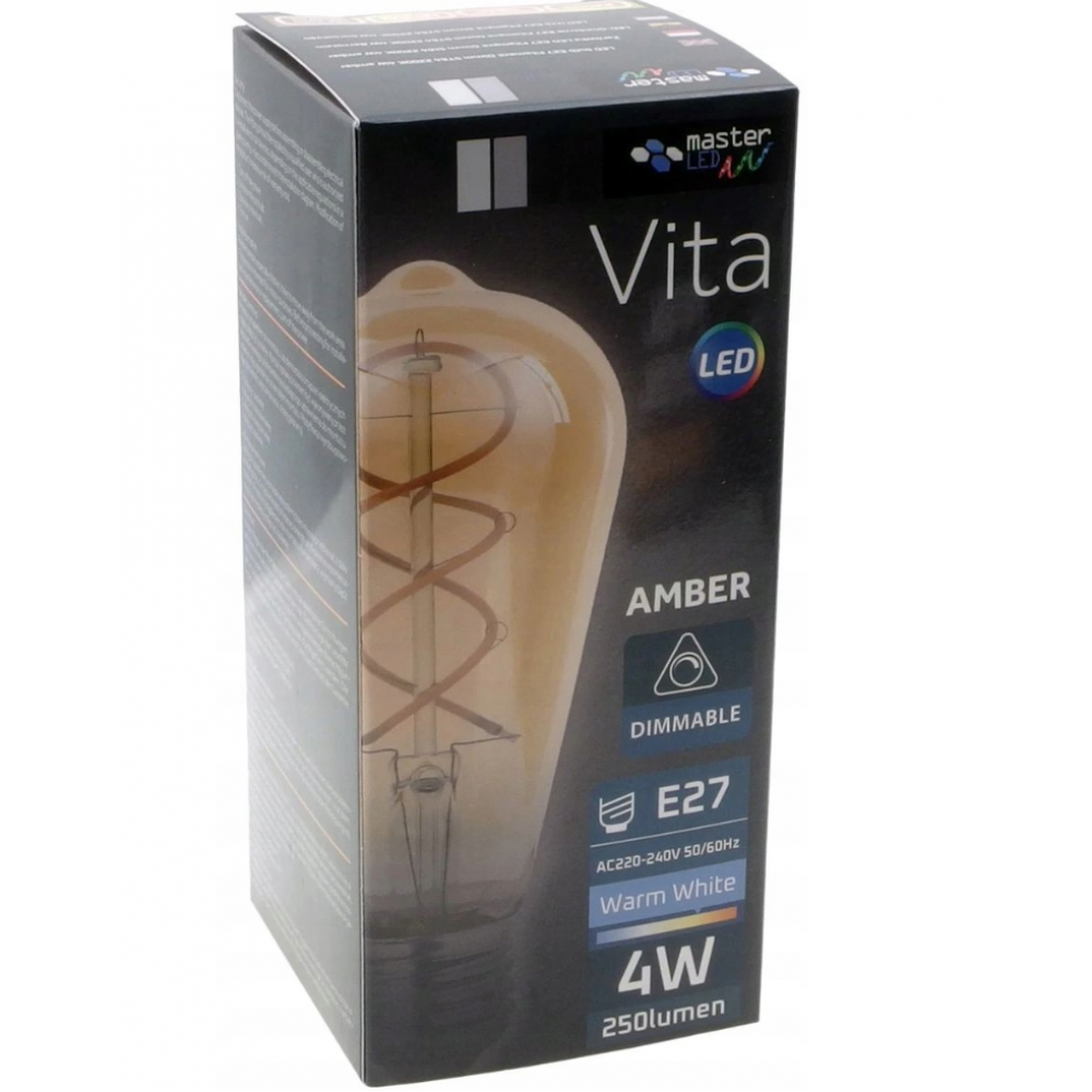 LED винтидж крушка димируема Filament 4W ST64 Е27 2200К 250lm amber - Image 4