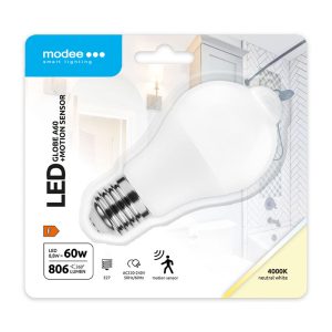 LED крушка със сензор за движение 8,8W Е27 4000K 806lm 200° A60