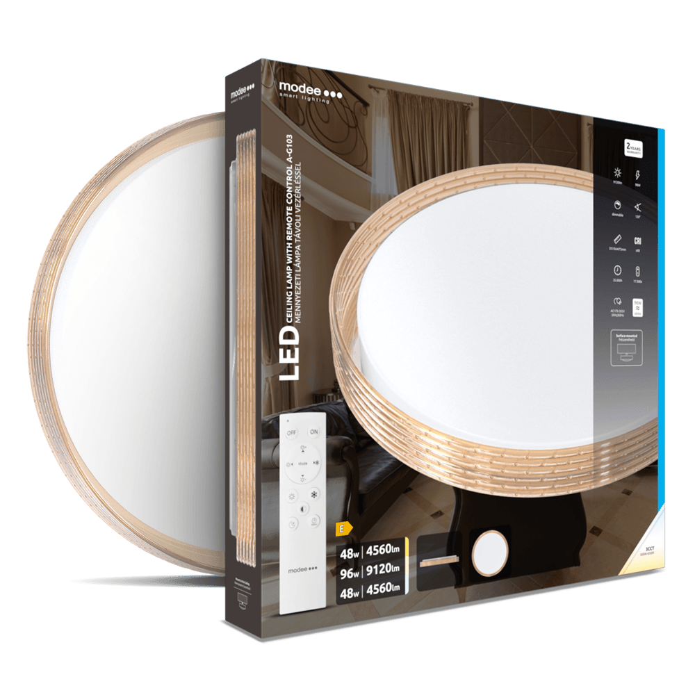 LED плафон с дистанционно управление A-G103 96W 9120lm 3000-6500К Ф510мм димируем златист