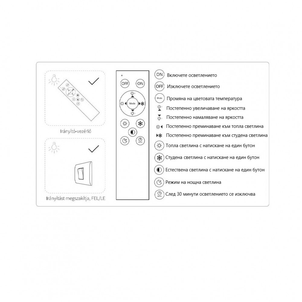 LED плафон с дистанционно управление A-G103 96W 9120lm 3000-6500К Ф510мм димируем златист - Image 5