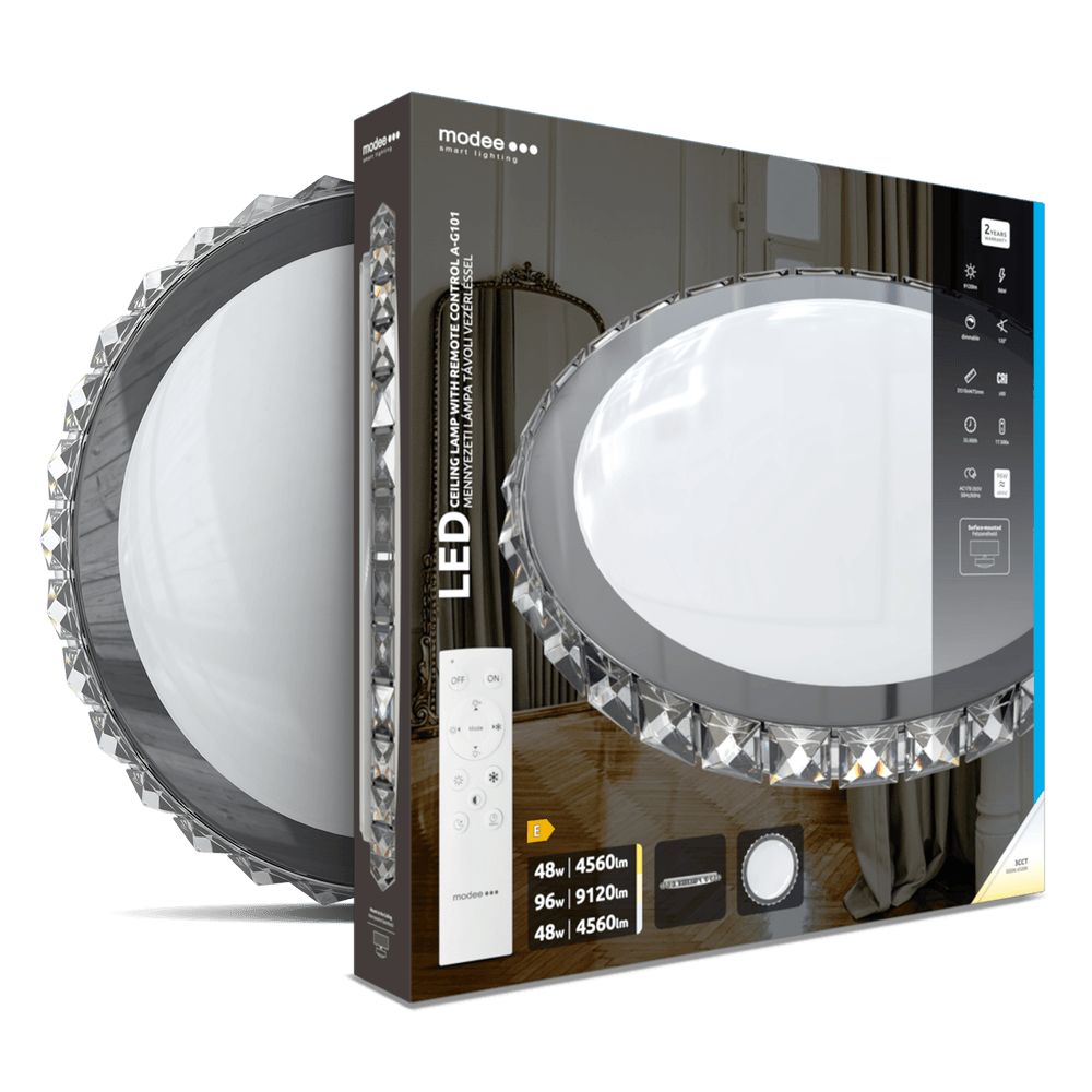 LED плафон с дистанционно управление A-G101 96W 9120lm 3000-6500К Ф510мм димируем кристален - Image 2