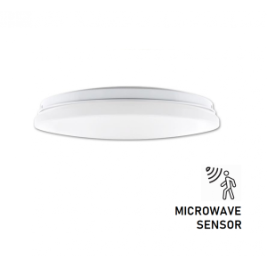 LED влагозащитен плафон с микровълнов сензор за движение ERIK 18W 4000K 1260lm IP44 ф325мм - влагозащитено LED осветление от ElZona