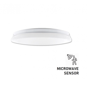 LED влагозащитен плафон с микровълнов сензор за движение ERIK 12W 4000K 840lm IP44 ф255мм - влагозащитено LED осветление от ElZona