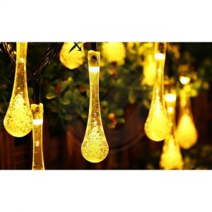 LED соларен гирлянд с 20 бр. крушки сълза 0,72W 3000К IP44 1.2V 600mAh 4,85м. LvT 0637