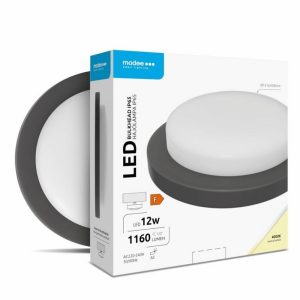 LED влагозащитен плафон 12W 4000K 1160lm 220-240V IP65 черен Ф151мм