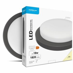 LED влагозащитен плафон 18W 4000K 1820lm 220-240V IP65 черен Ф195мм