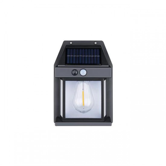 LED соларен аплик 1W 3000K 50lm със сензор IP44 черен - Image 2