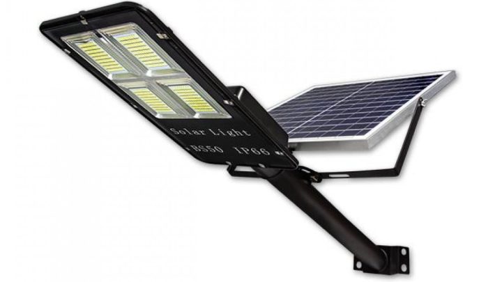 LED улична соларна лампа 150W 6000K 5250lm IP65 20000mAh Li-ion с дистанционно LvT 7051 - соларна LED лампа, аплик или гирлянд за външно осветление от ElZona