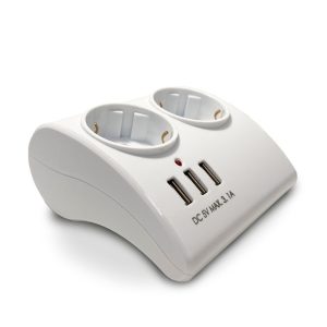 Technik Professional Разклонител 2 гнезда 1,5m кабел (1,5mm2) + 3 USB 16A