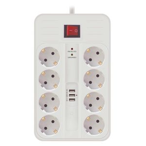 Technik Professional разклонител 8 гнезда 1,5m кабел (1,5mm2) + 3 USB + ключ 16A