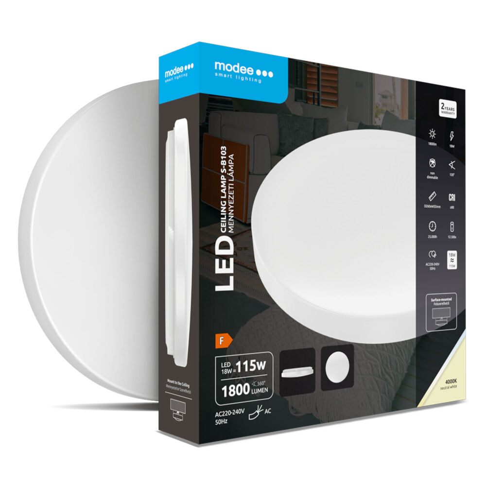 LED Плафон Modee 18W 4000K D260x55mm S-B103 (1800 lm) ERP