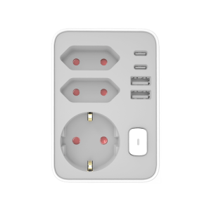 Technik Professional Разклонител 3 гнезда + 2 x USB-C + 2 x USB-A + ключ