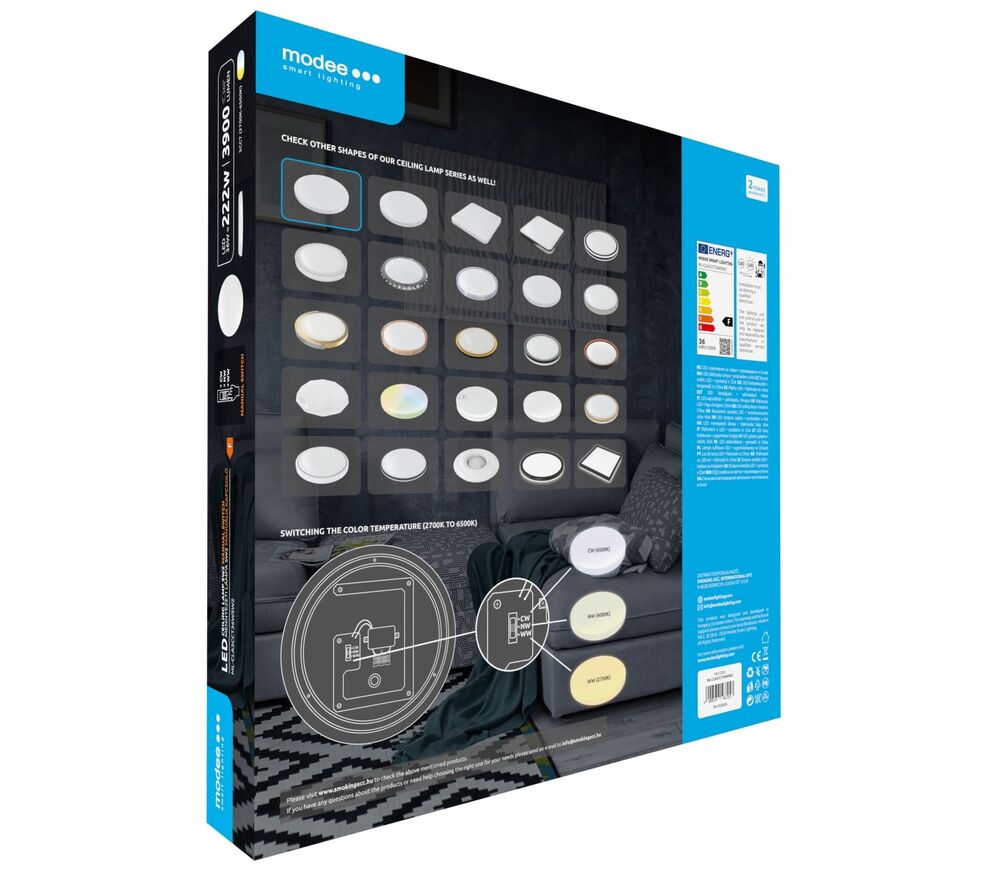 LED Плафон Modee Mennyezeti (switch) 36W 3CCT D500x80mm SW2 (3900 lumen) ERP - Image 3