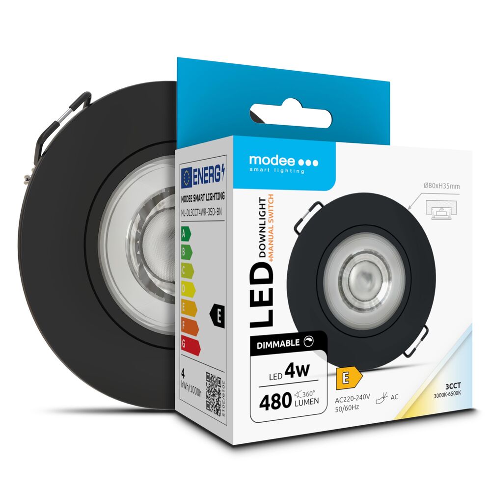 Modee LED Кръгла Луна 4W 3CCT IP44 D80xH32mm ROT (480 lm) черна ERP
