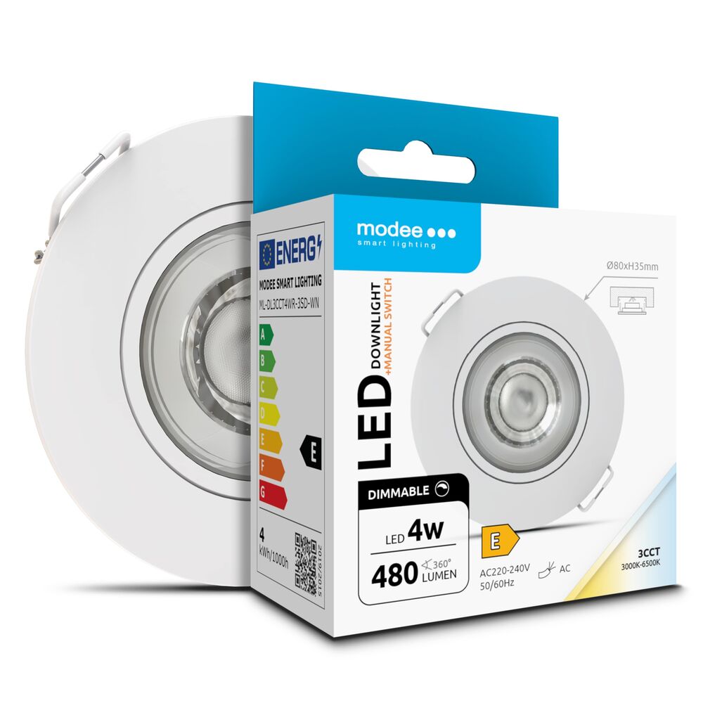Modee LED Кръгла Луна 4W 3CCT IP44 D80xH32mm ROT (480 lm) бяла ERP