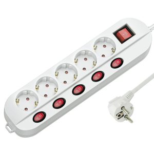 Technik Professional Разклонител 5 гнезда кабел 1.5 м 1.5 мм2 меден кабел 5+1 ключ 16A