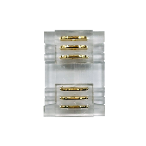 Конектор за COB RGB+CCT LED лента, 12mm ширина на платката (PCB), 6-пинов, без тъмни участъци.